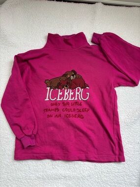 Iceberg Vintage 80s Fuchsia Pink Pullover Dogs Made in Italy size 40 (US10/M)